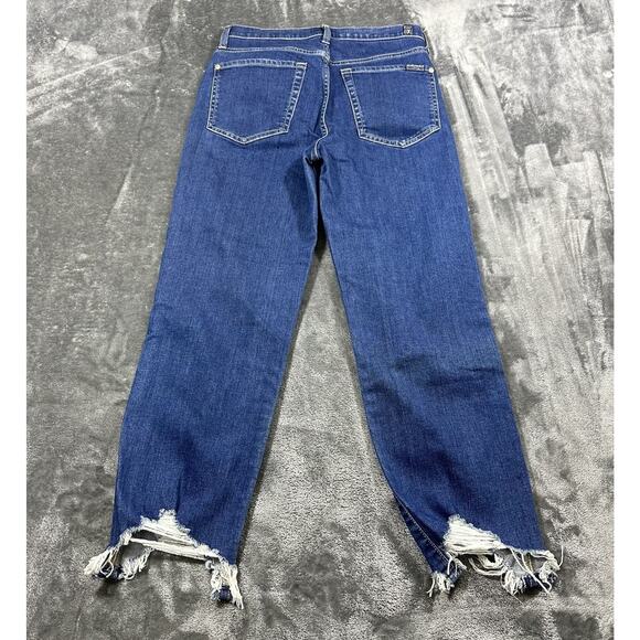 7 For All Mankind Jeans Womens 28 High Waist Cropped Straight Destroyed Hem - Picture 7 of 14